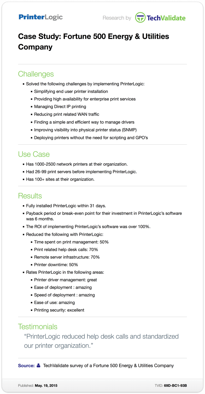 TechValidate Case Study: Fortune 500 Energy & Utilities Company